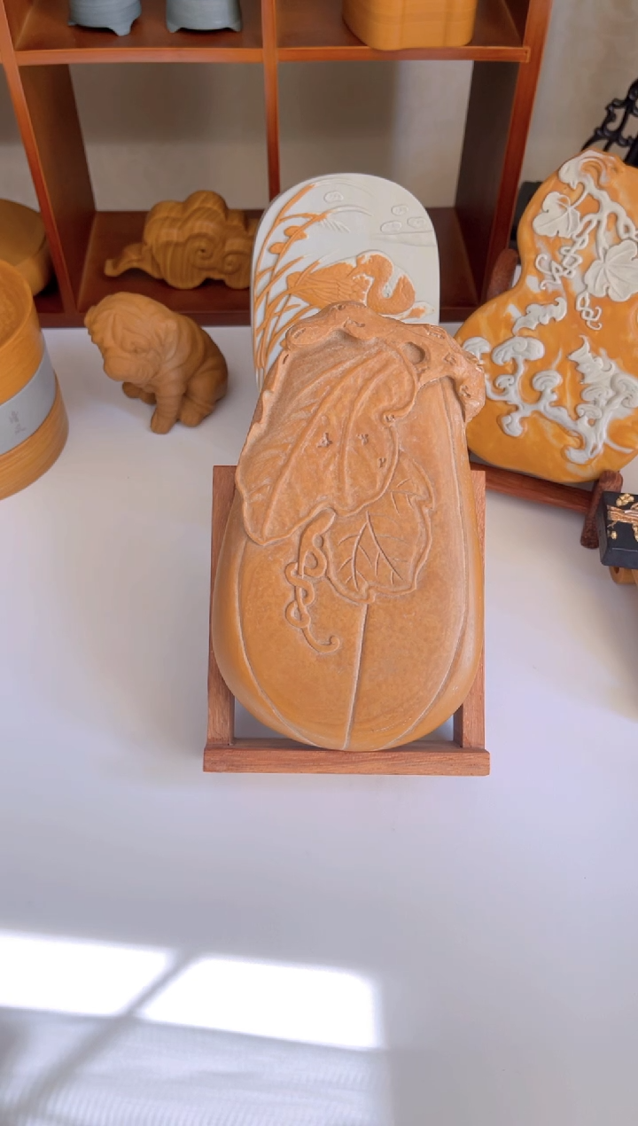 【闪购商品】松花石原始雕刻 甘瓜砚