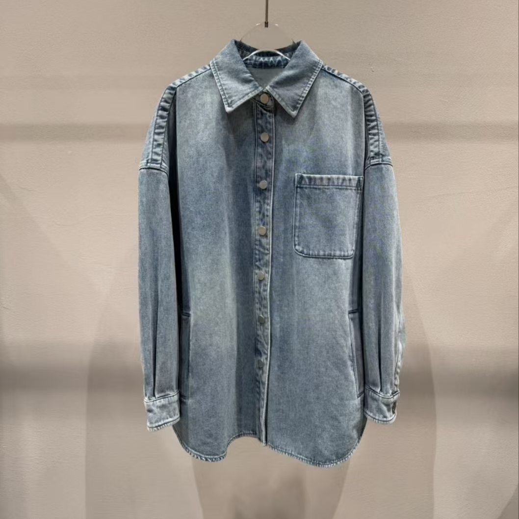 韩丝妍2025新款百搭休闲牛仔衬衫外套韩丝姸工厂店C-23