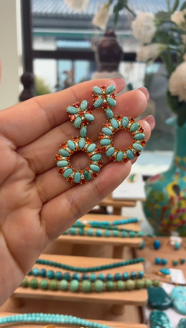 合金绿松石耳饰1