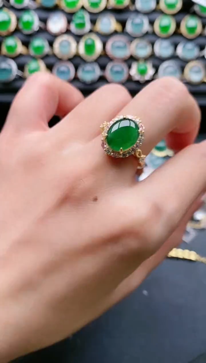 【闪购商品】翡翠戒指银S925镶嵌11111