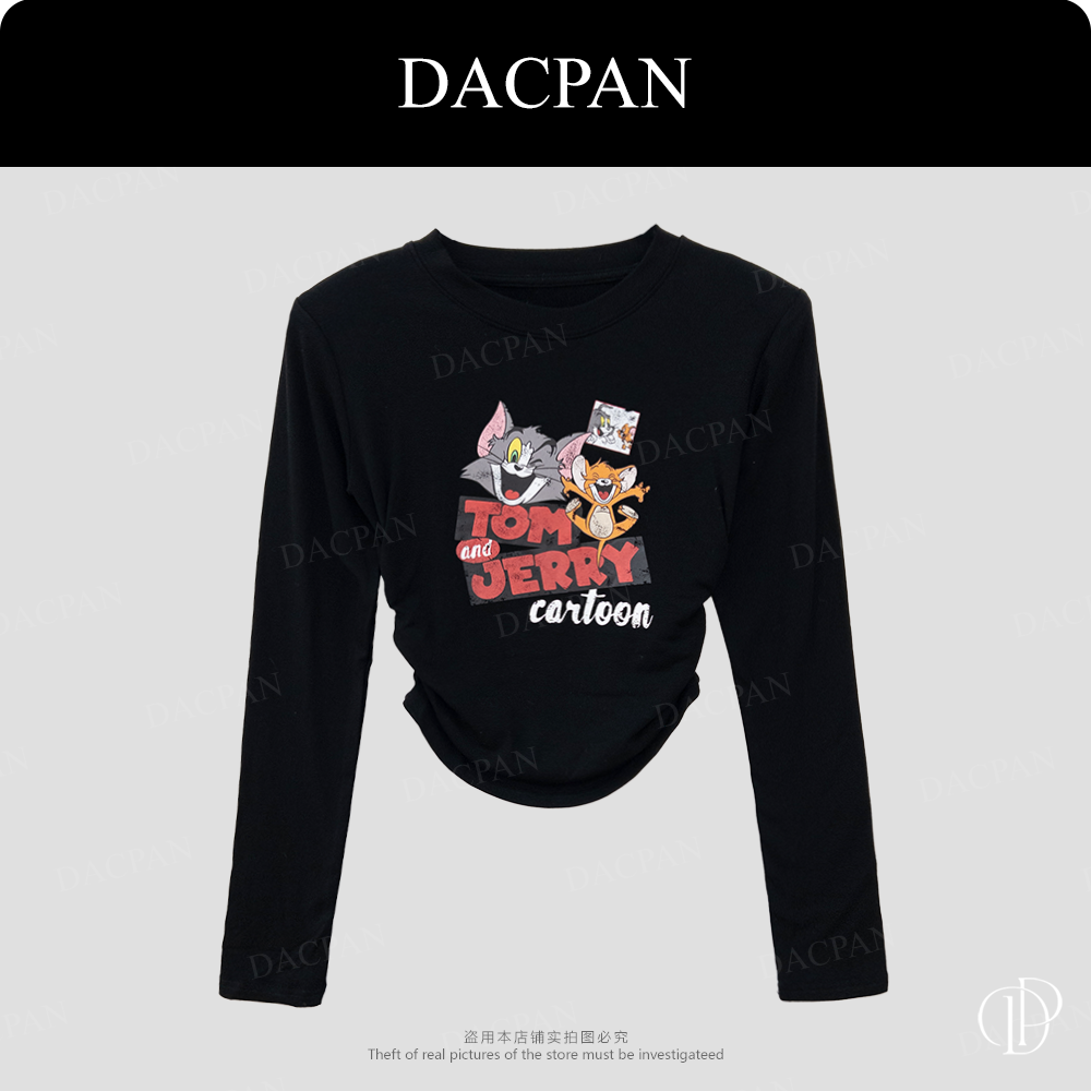 DACPAN-“卡通形象”印花收腰加绒上衣 垫肩可拆2025/盼·PP 6389