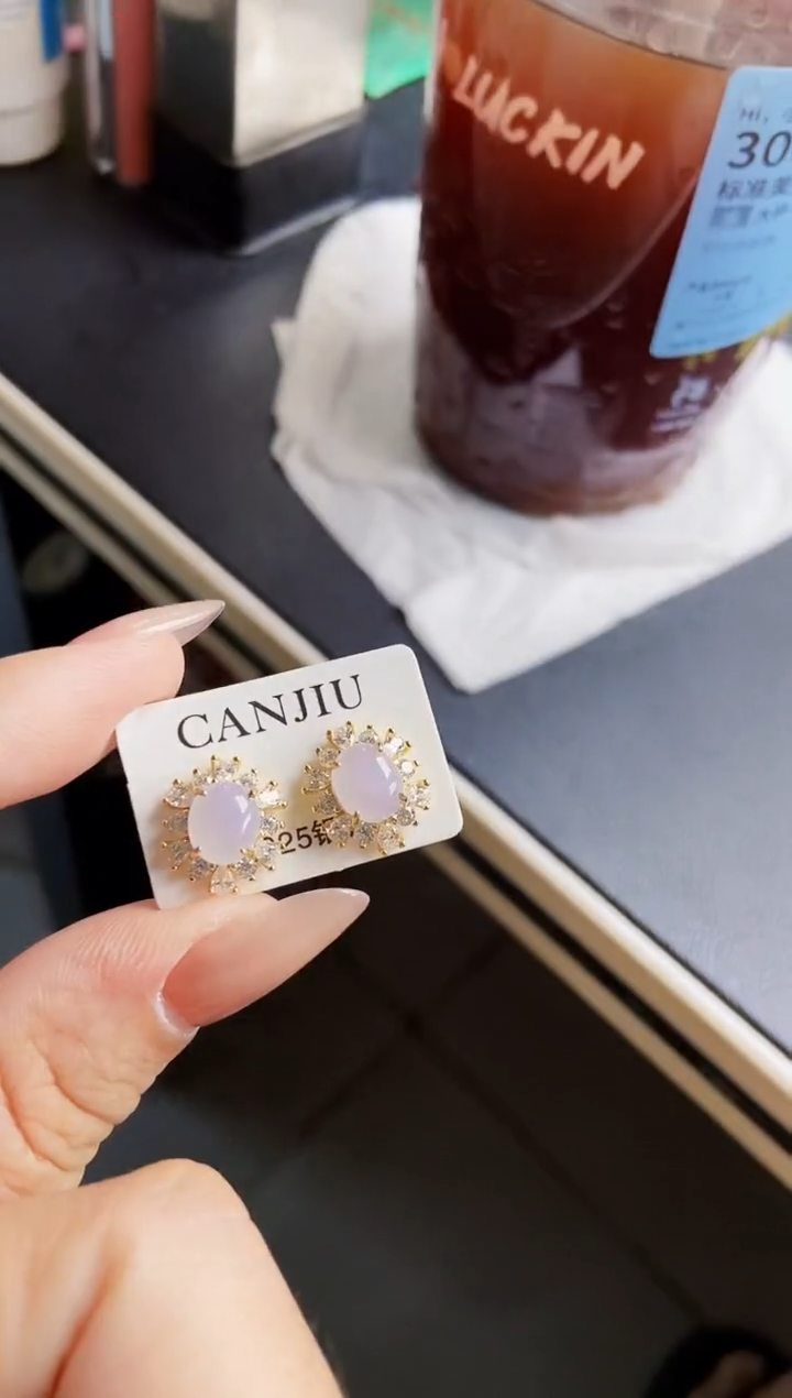 翡翠银S925镶嵌耳饰54