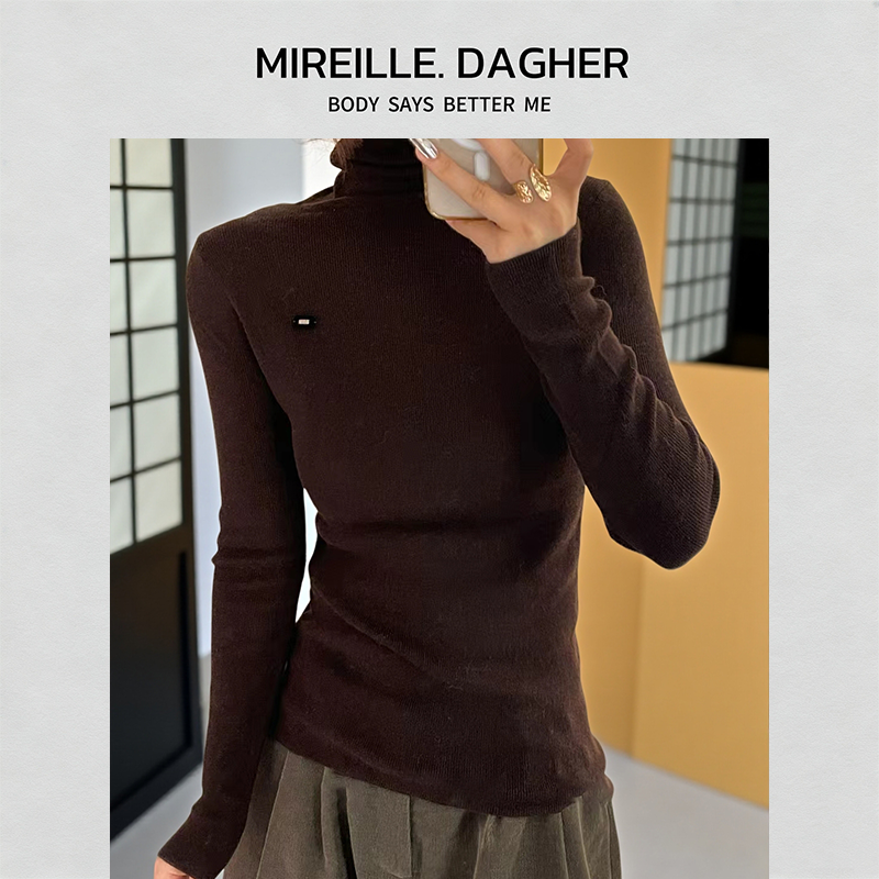 米莱Jiaer/新款时尚带字母标高领百搭洋气打底毛衣29716