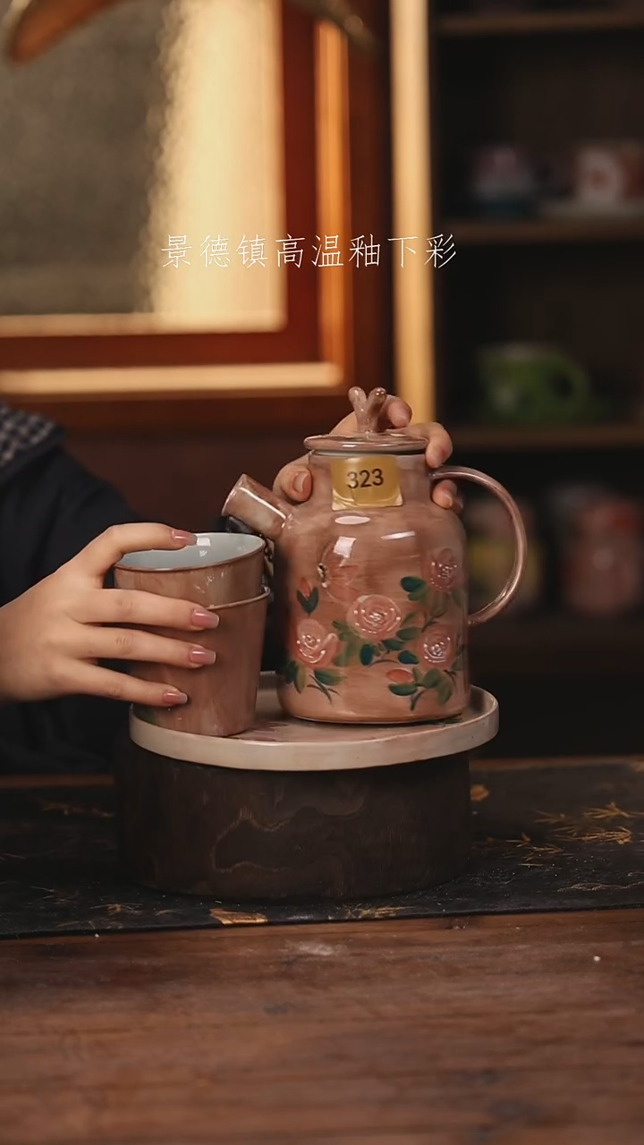 陶瓷景德镇高温釉下手绘陶瓷@L323@