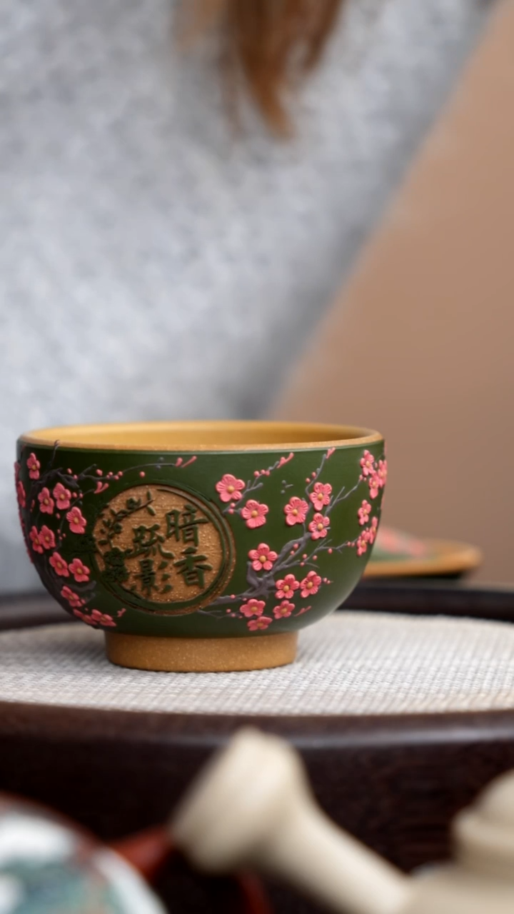 茶壶紫砂民国绿粉浆梅花大碗杯