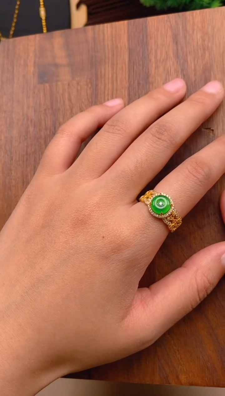 【闪购商品】翡翠戒指银S925镶嵌平安扣戒指