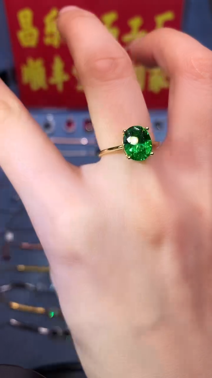 【闪购商品】透辉石戒指银S925镶嵌111111