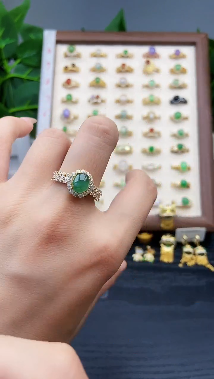 银S925镶嵌戒指翡翠12