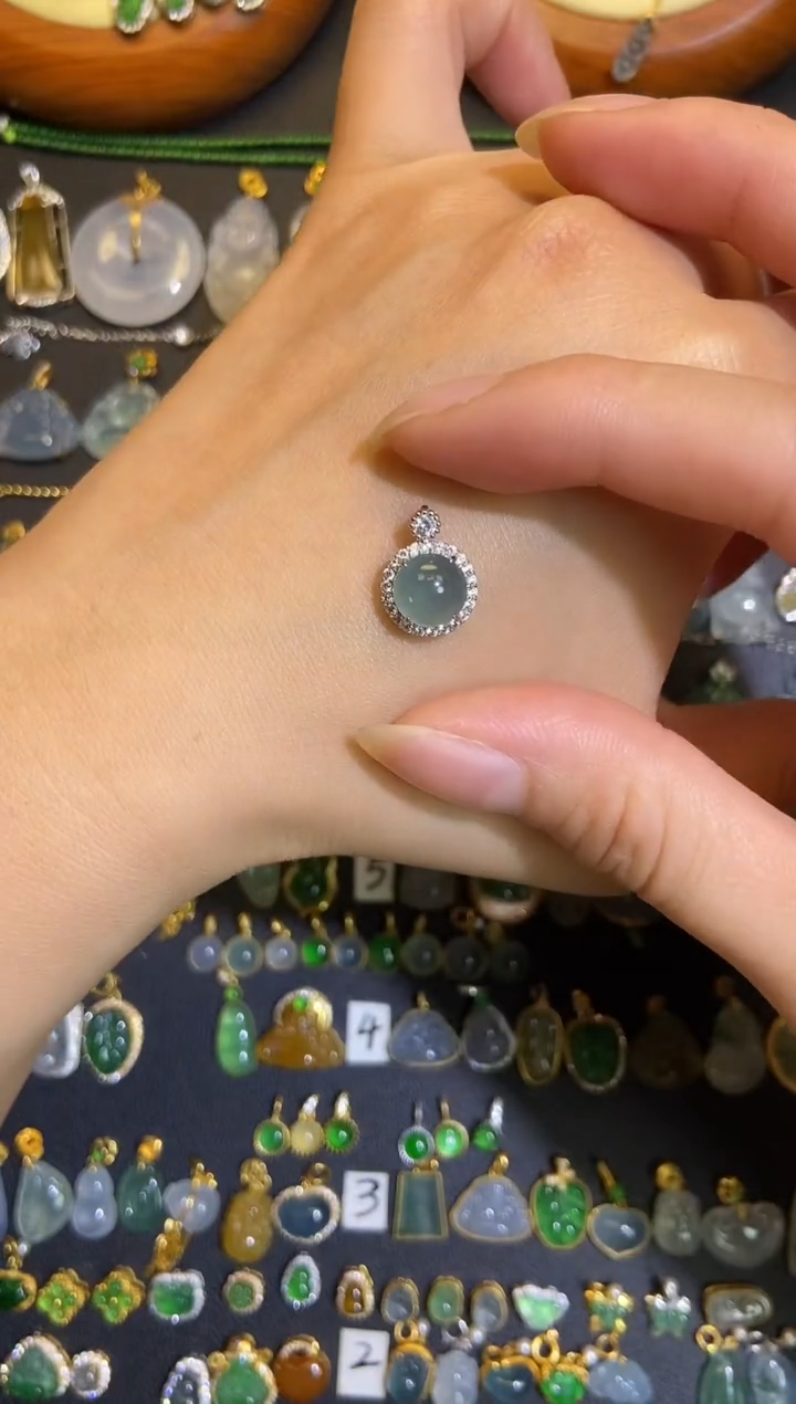 翡翠银S925镶嵌吊坠(不含链)1