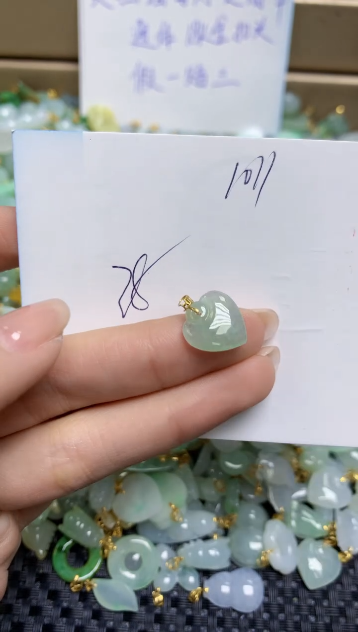 【闪购商品】翡翠颈饰18K金镶嵌天然缅甸A货翡翠