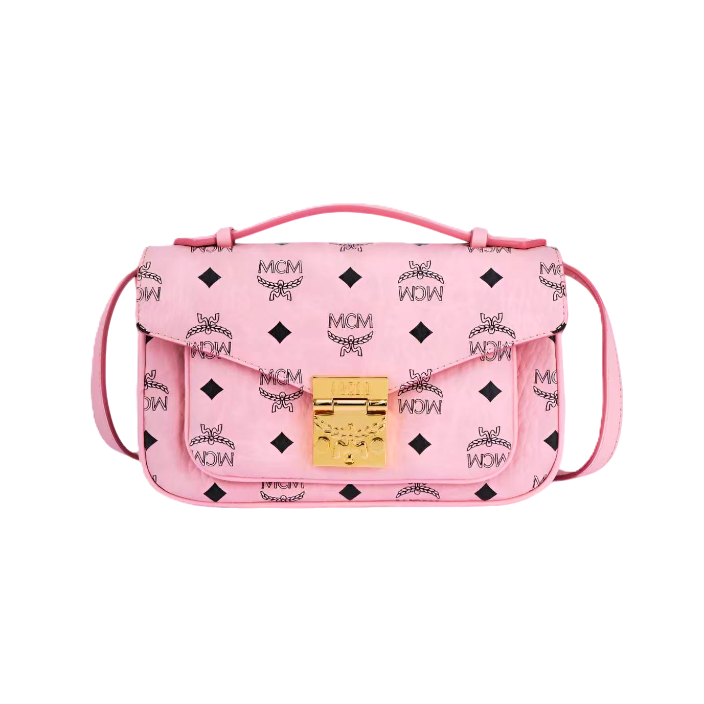 未使用 MCM 新款邮差包小号桃花粉/JM0392
