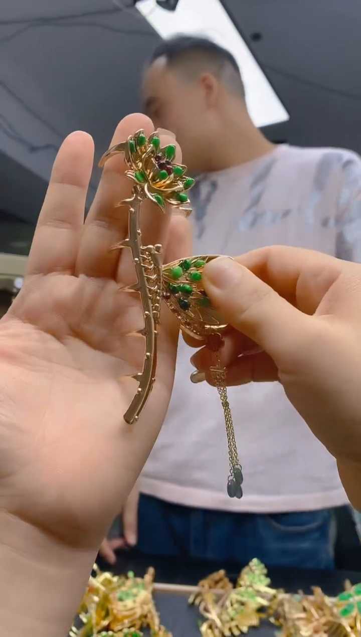 【闪购商品】翡翠耳饰合金0181翡翠发簪