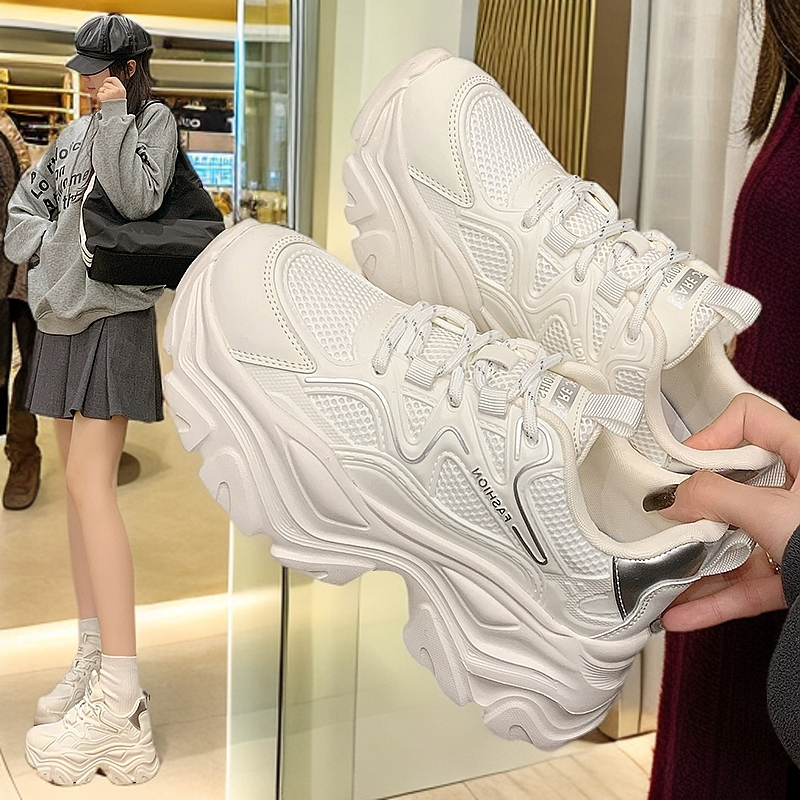 6公分老爹鞋春秋女鞋2025新款爆款百搭网面厚底鞋休闲运动鞋春季
