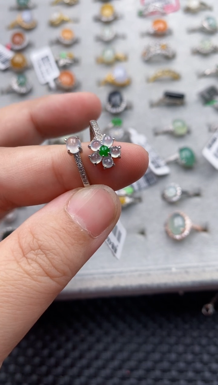 【闪购商品】翡翠戒指银S925镶嵌22222---8+++