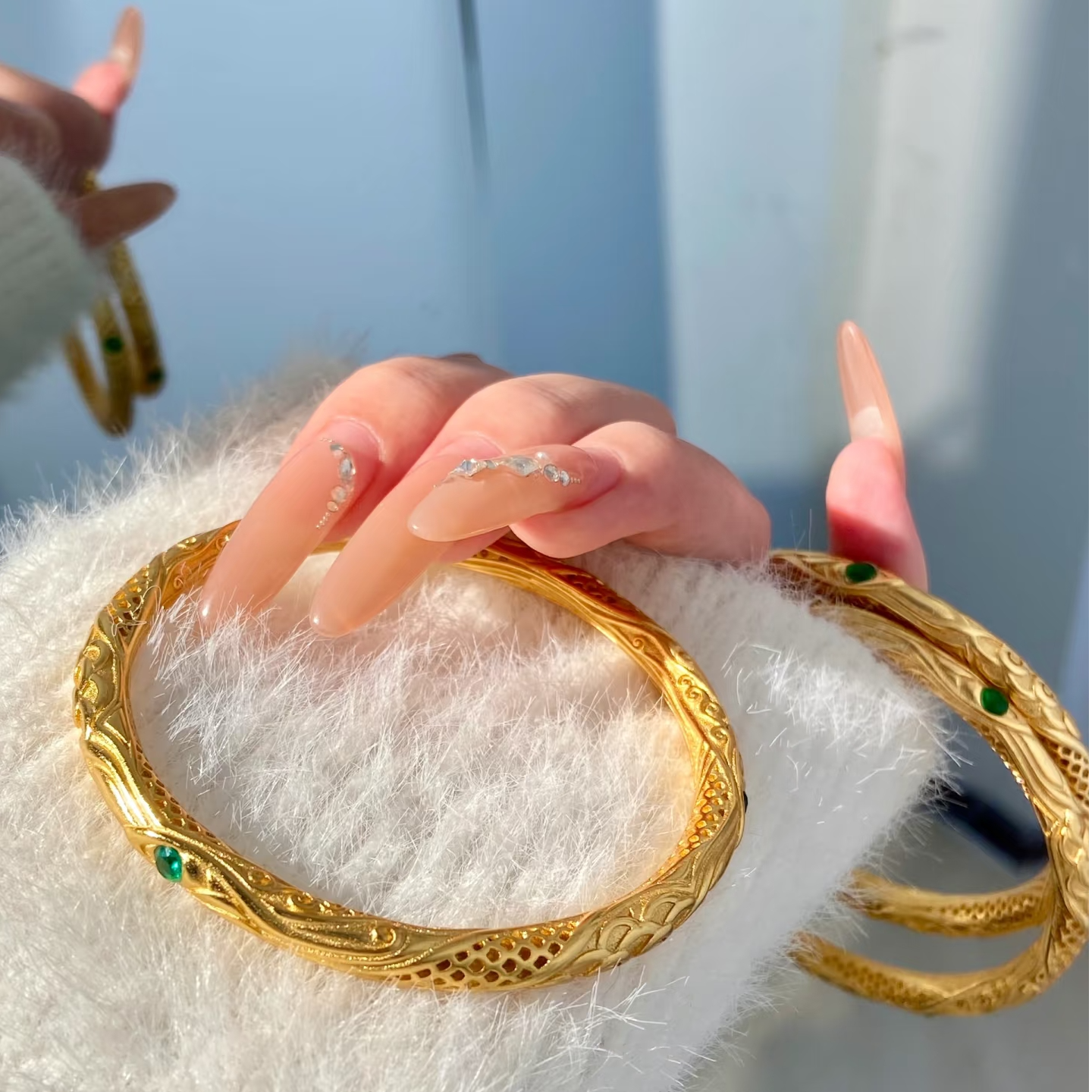 铜合金手镯 【哪吒同款】新中式轻奢乾坤圈古法手镯经典百搭