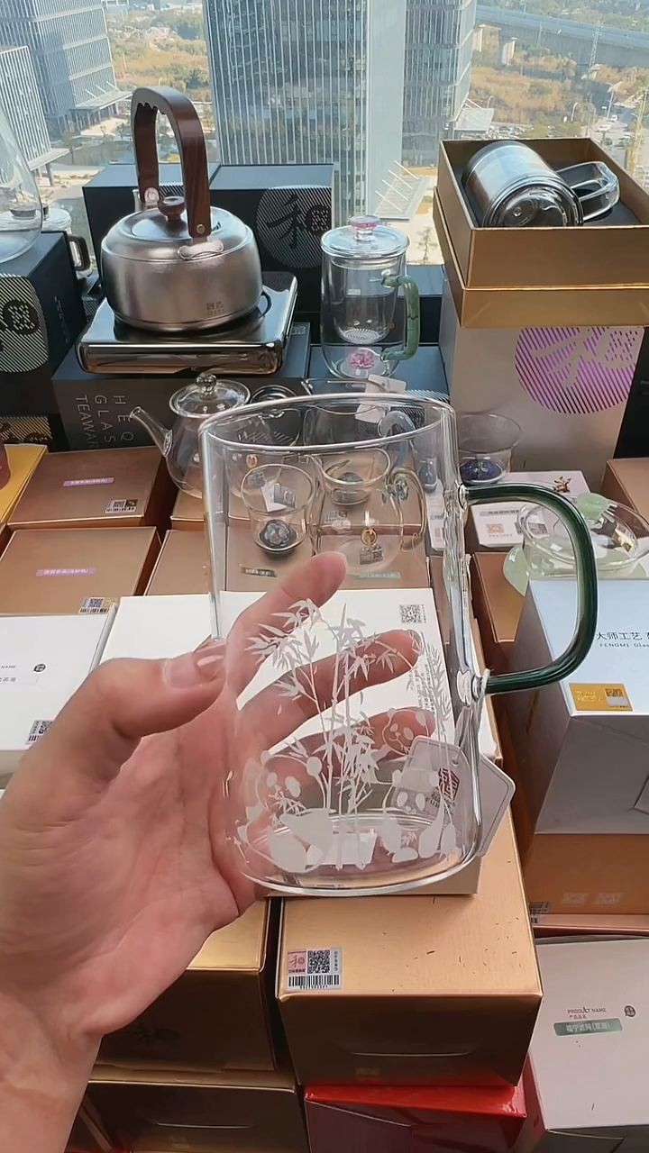 @@福荣绿茶杯墨绿色熊猫