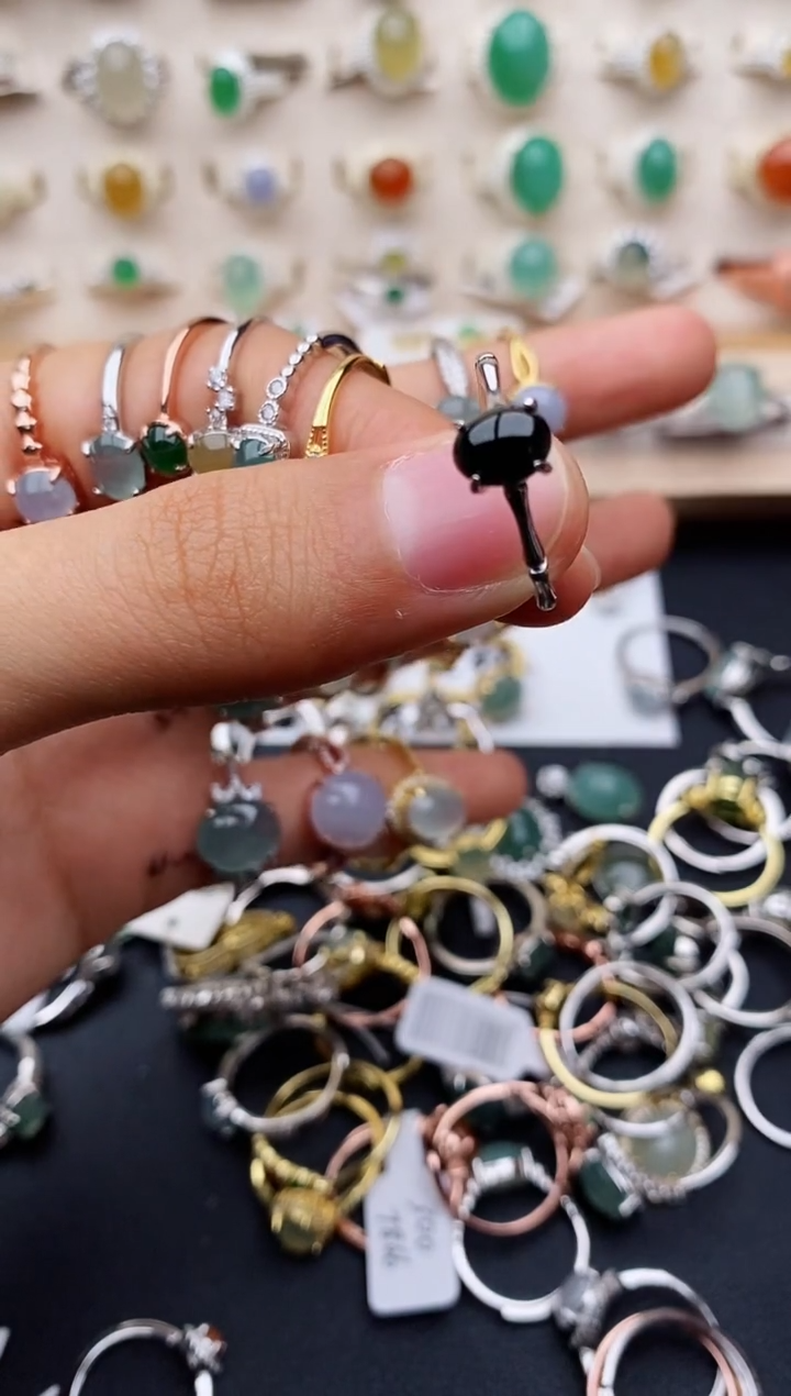 【闪购商品】翡翠戒指银S925镶嵌缅甸翡翠