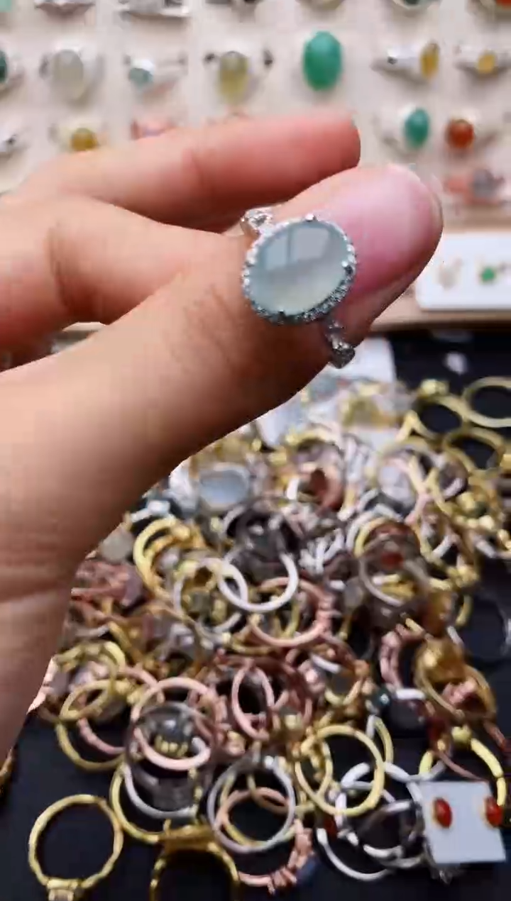 【闪购商品】翡翠戒指银S925镶嵌缅甸翡翠