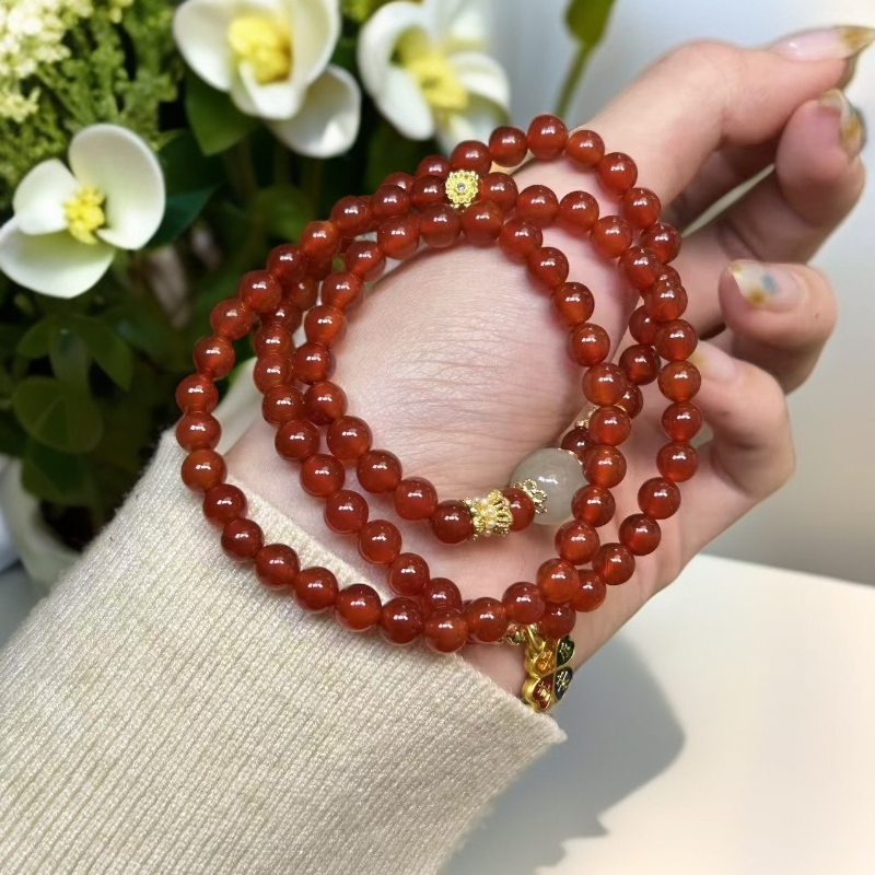 QIC0041-四叶草双圈玛瑙手串