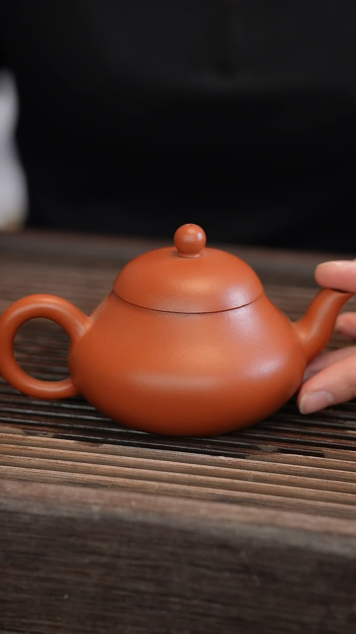 茶壶紫砂梨型 朱泥 半手工 180cc