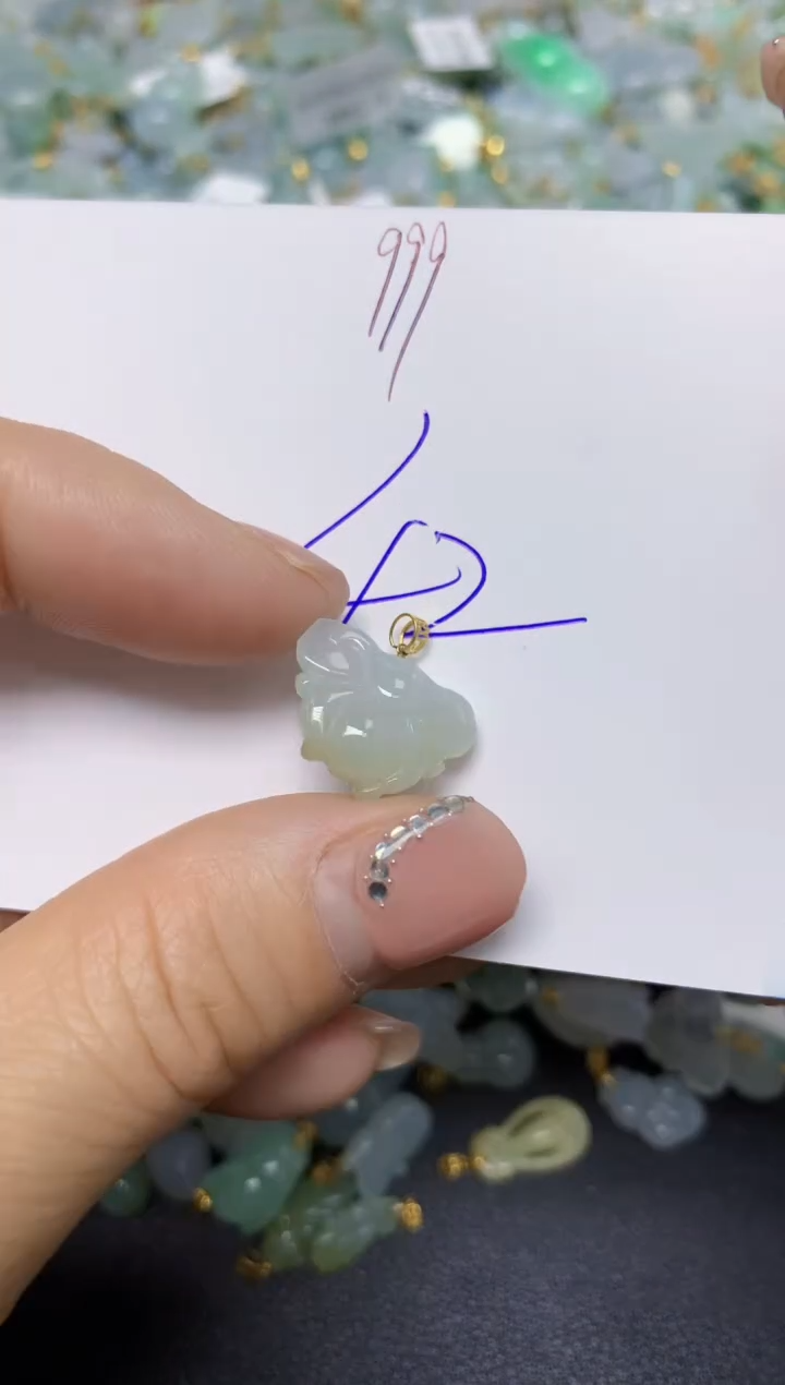 【闪购商品】翡翠挂件18K金镶嵌 天然翡翠A货