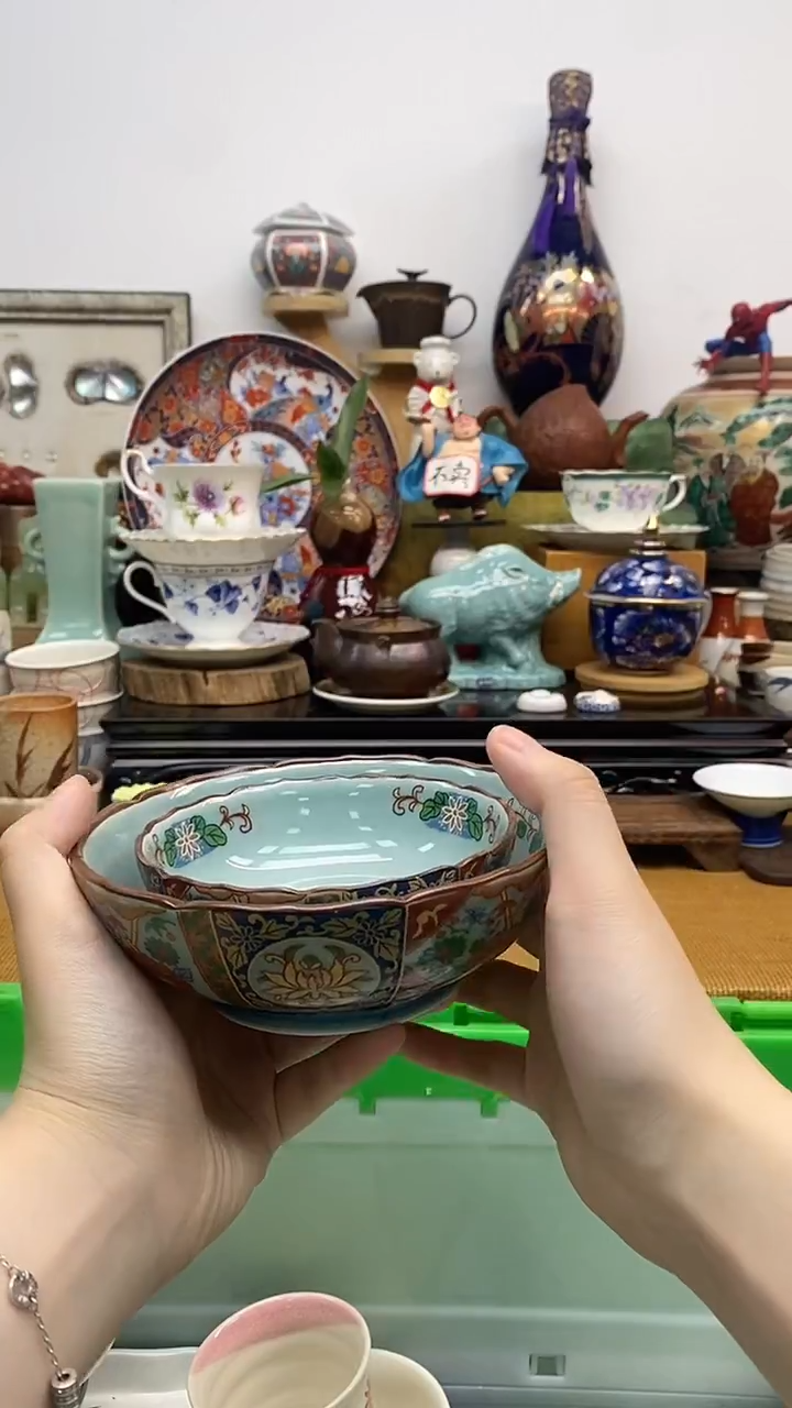 瓷片晶禧美瓷精品瓷器伊万里花铂两只