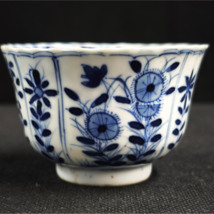 晚清 青花花卉花口杯MA-0058