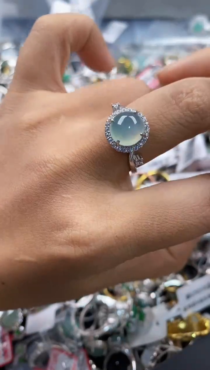 银S925镶嵌戒指翡翠11-11---6