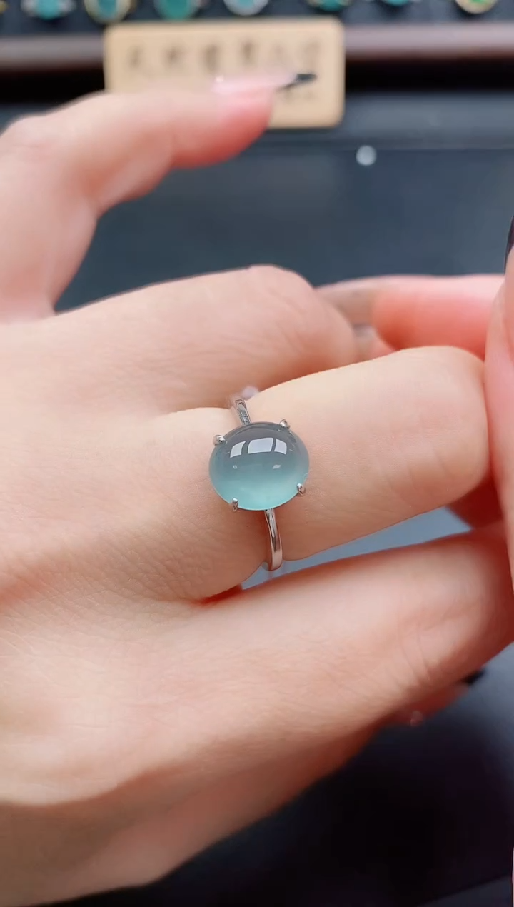 银S925镶嵌戒指翡翠1