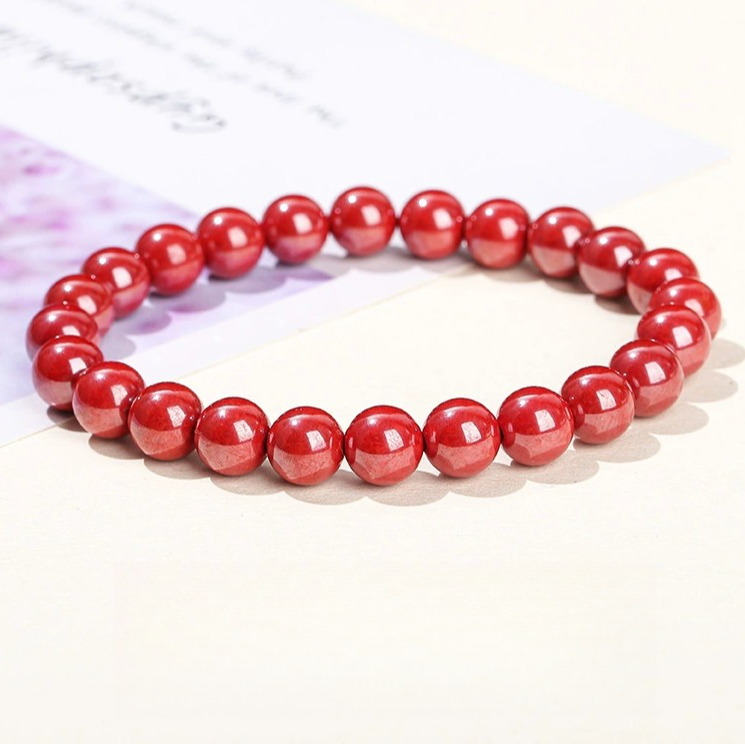 天然辰砂原矿朱砂手链本命年转运珠红砂紫金砂手串