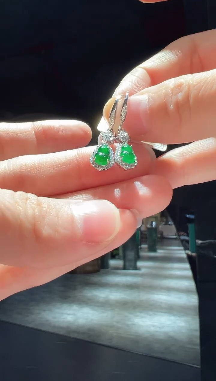 【闪购商品】翡翠耳饰银S925镶嵌92】