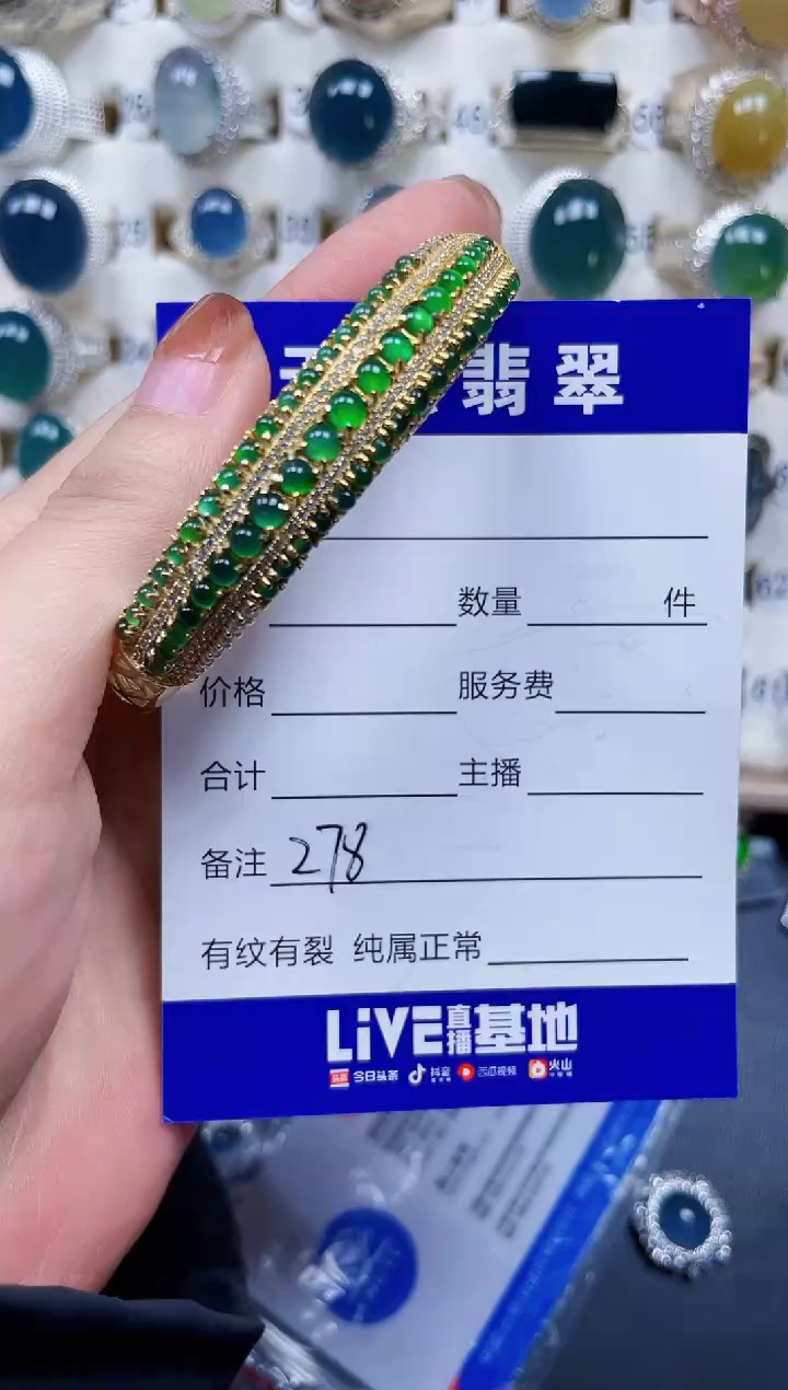 银S925镶嵌手镯翡翠278