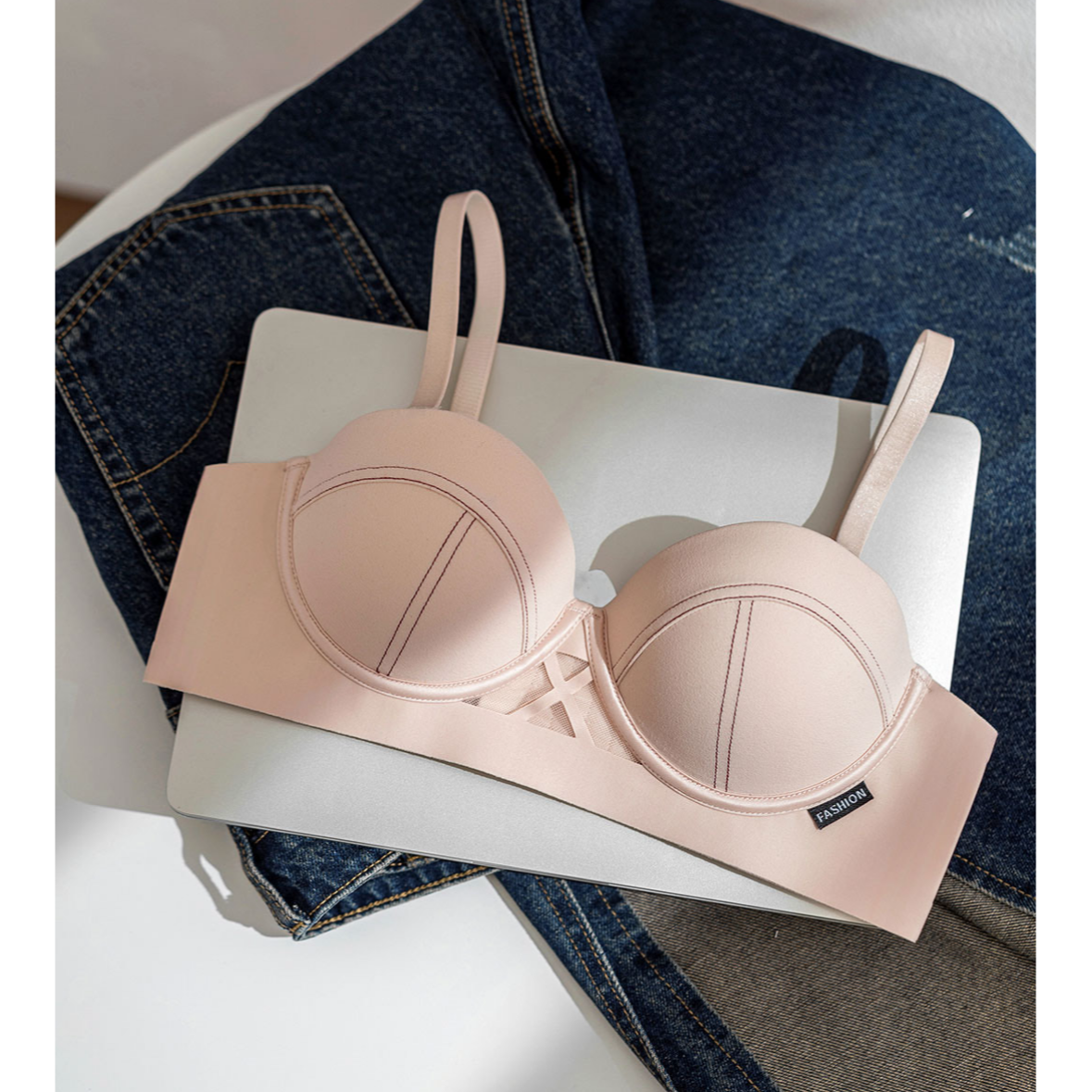 性感风聚拢镂空半杯法式内衣文胸夏季大胸显小百搭