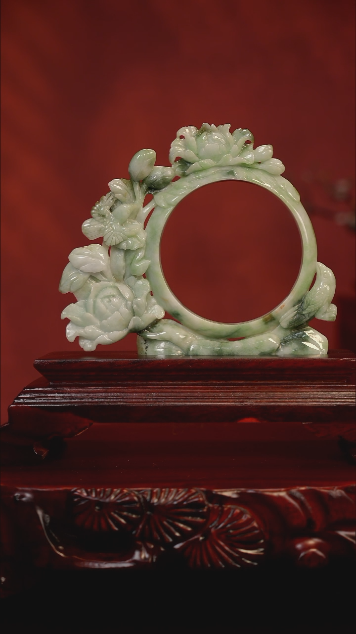 未镶嵌摆件翡翠花开富贵小摆