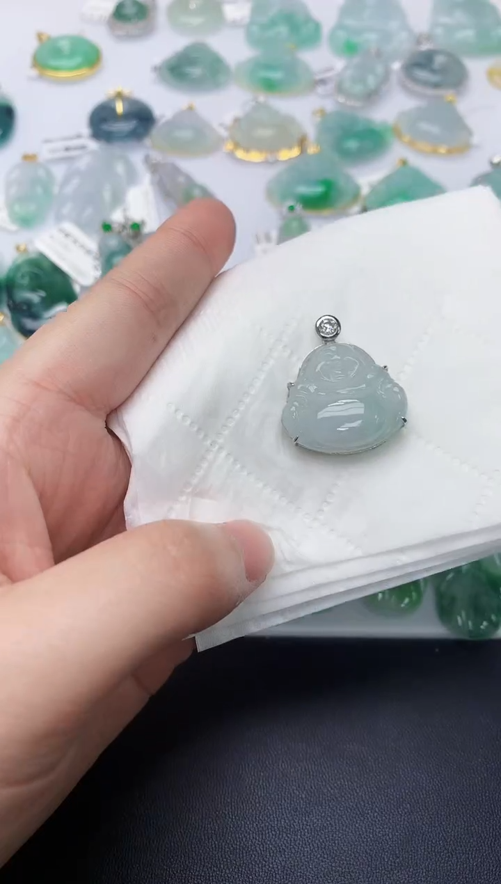 颈饰银S925镶嵌翡翠天然A货