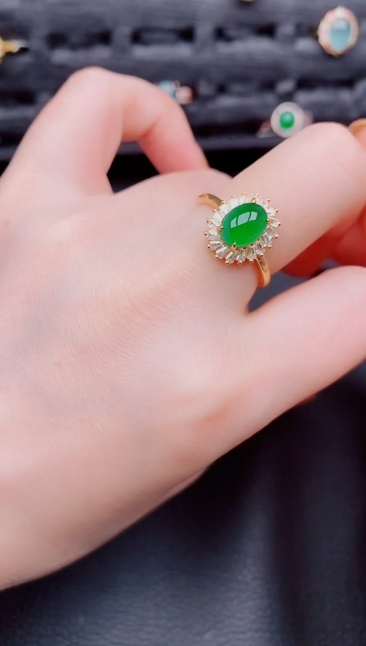 【闪购商品】翡翠戒指银S925镶嵌天然a货翡翠502