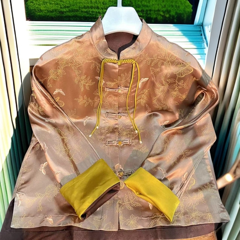 CHOUYUAN/绸缘【藕荷】长袖立领百搭国风网红女装时尚上衣661231