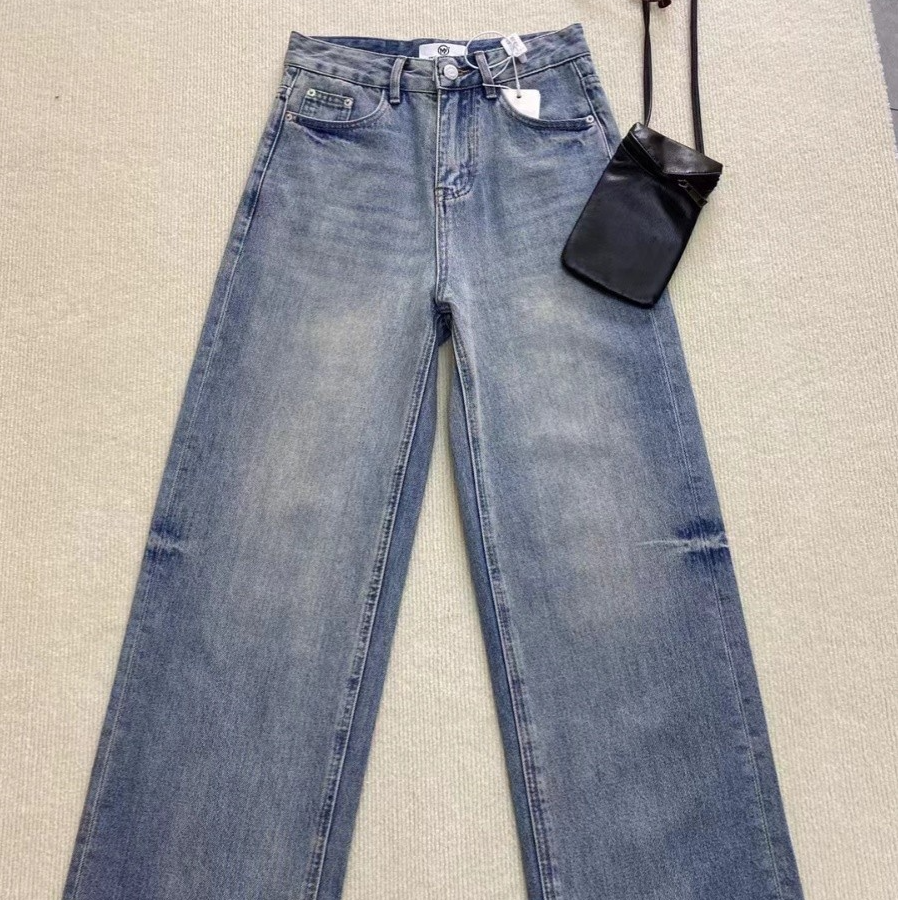 老板娘同款大可家【上身高级拒绝廉价】直筒水洗蓝牛仔裤宽松休闲阔