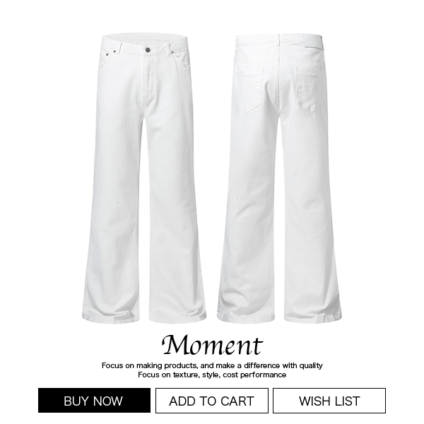 Moment巴黎"bootcut"白色弯刀微喇牛仔裤直筒cleanfit男生裤子