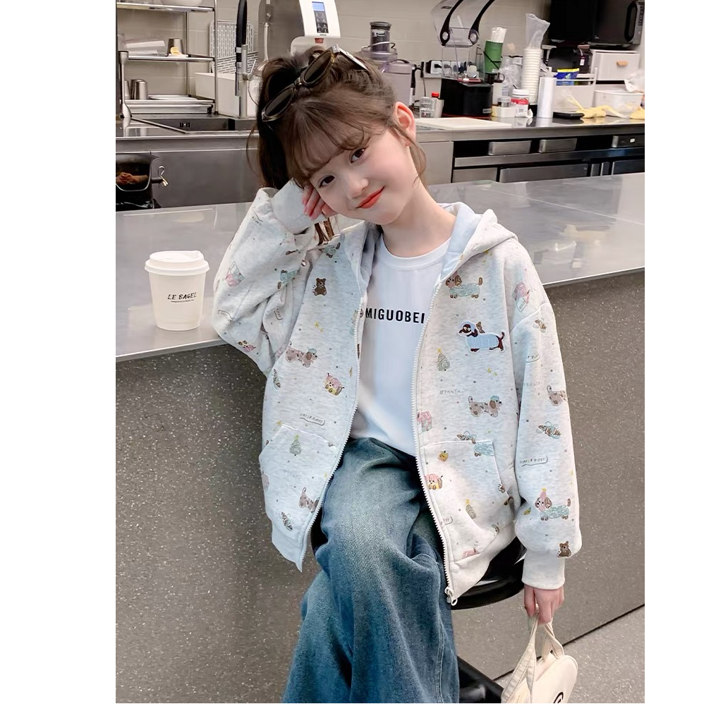 【现货】2025秋腊肠狗刺绣连帽女童卫衣 D629 629 P