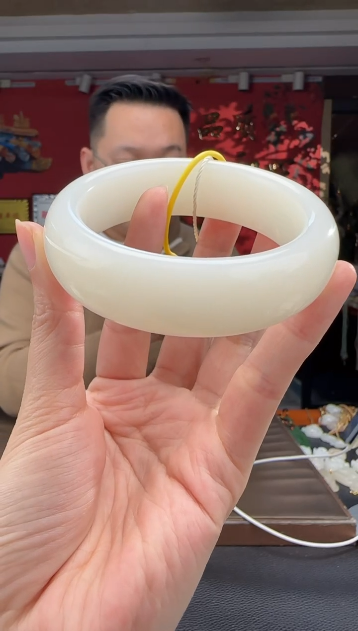 未镶嵌手镯和田玉白玉宽版镯57-62