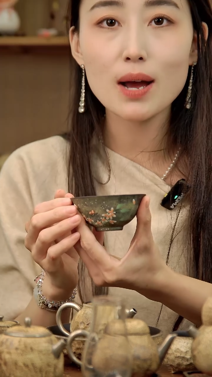 言野手作 森系手绘斗笠杯