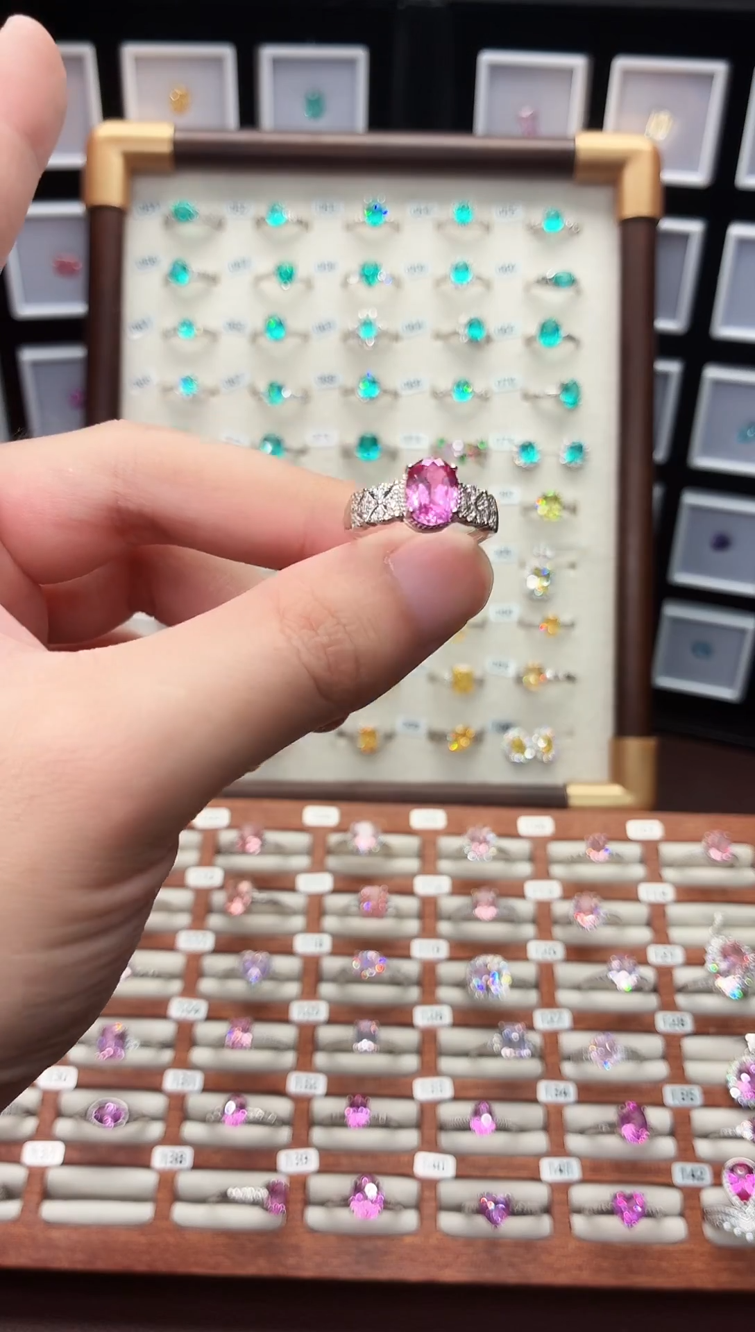 戒指彩色蓝宝石银S925镶嵌1111