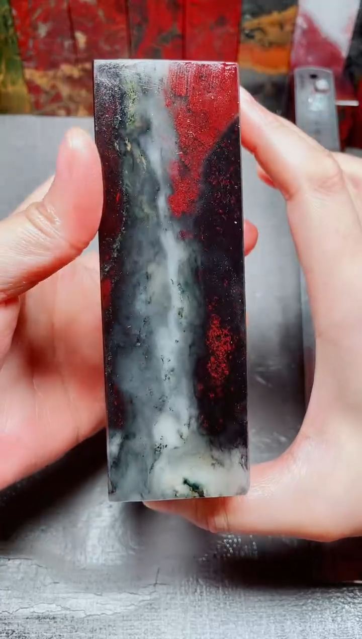玉桂林鸡血玉素章红白老虎冻41