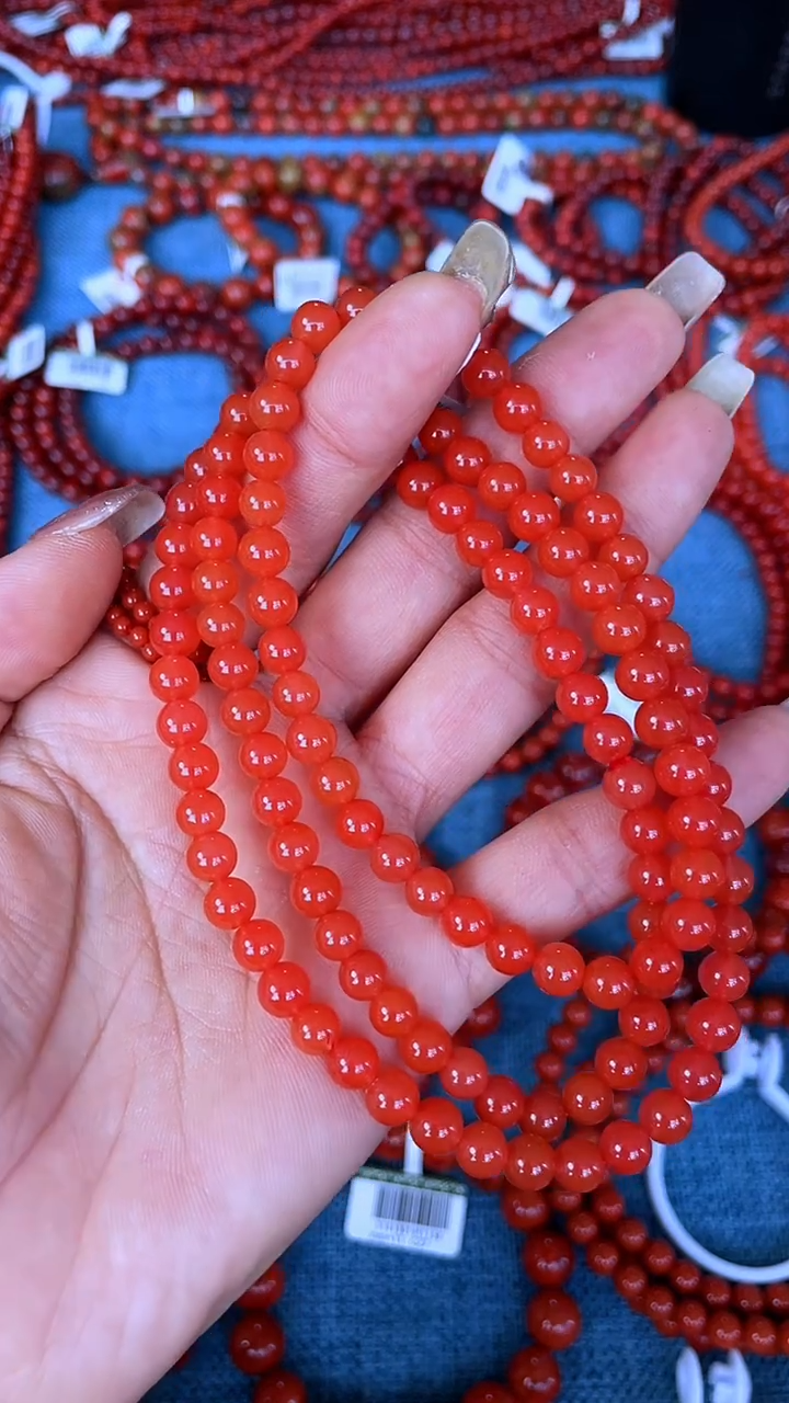 未镶嵌手串南红玛瑙N14保山料辣椒红多圈