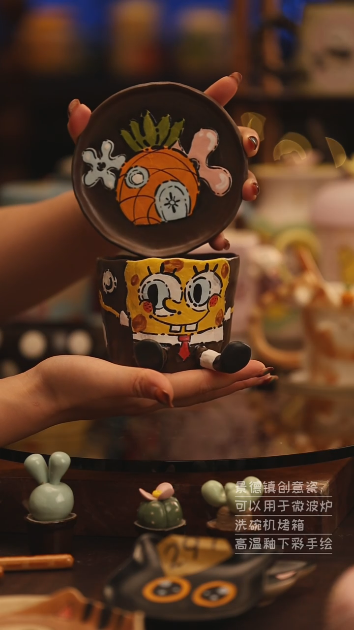 陶瓷景德镇可爱陶瓷釉下彩绘设计师款