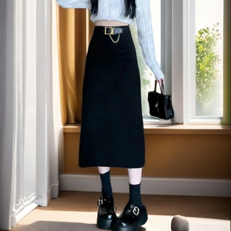 2025冬季新款【加绒】加长手时尚半腰带百搭半裙708*