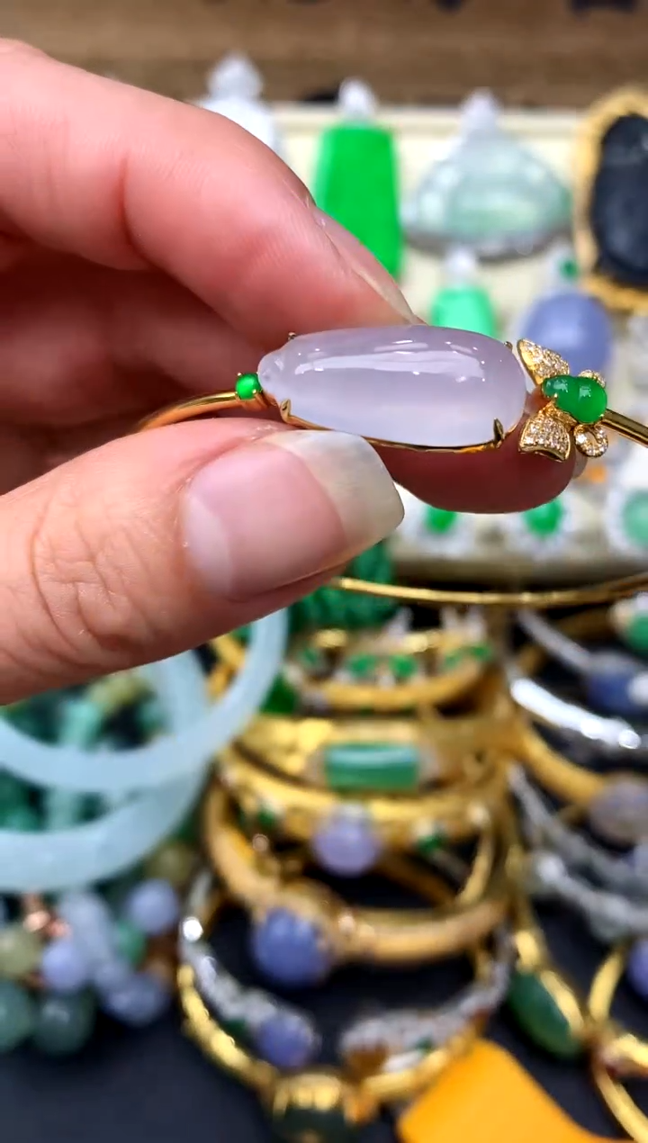 【闪购商品】翡翠手镯18K金镶嵌420-中国好珍宝