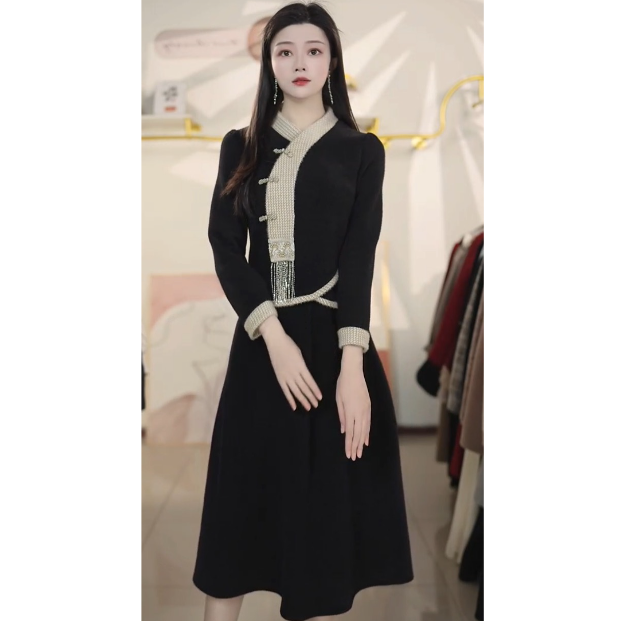 气质时尚拼接加厚套装2025秋冬新款洋气高级感显瘦两件套Y981202