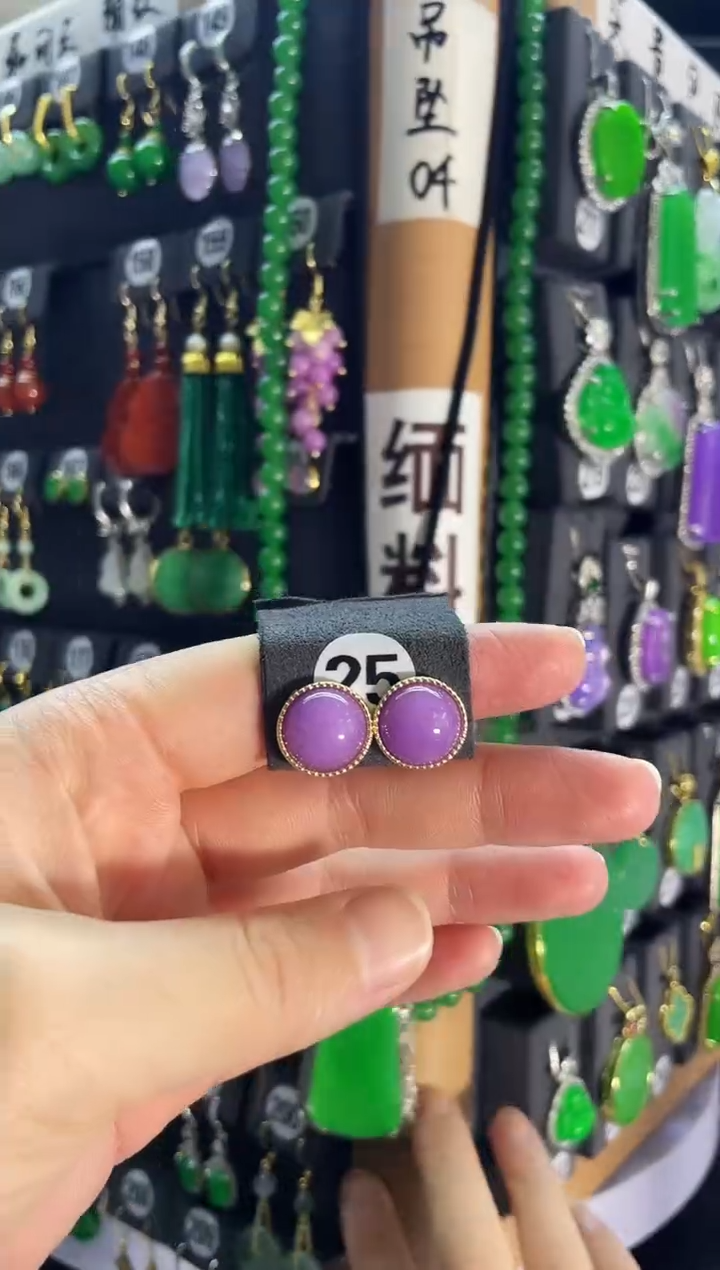 翡翠银S925镶嵌耳饰25...